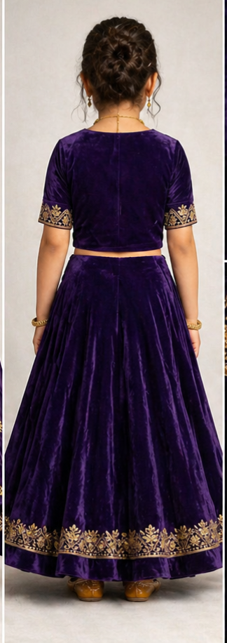 Pre Order: Royal Jamuni Velvet Lehenga Set