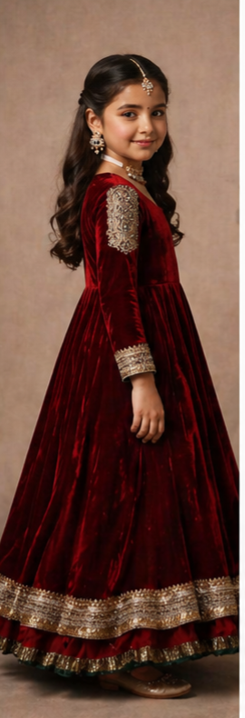Pre Order: Little Maharani Velvet Gown