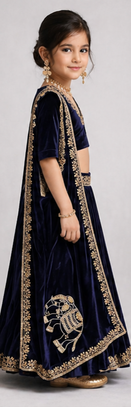 Pre Order: Chandni Blue Princess Lehenga Set