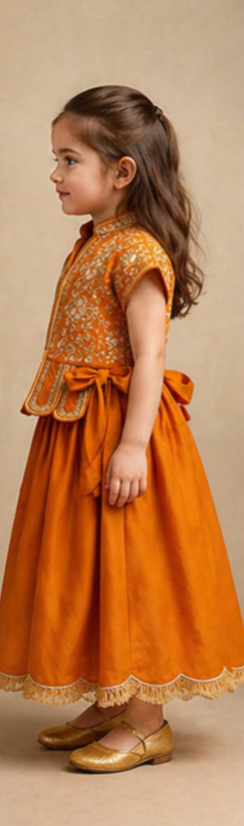 Pre Order: Shimmery Floral Embroidered Scalloped Top With Shimmery Lehenga