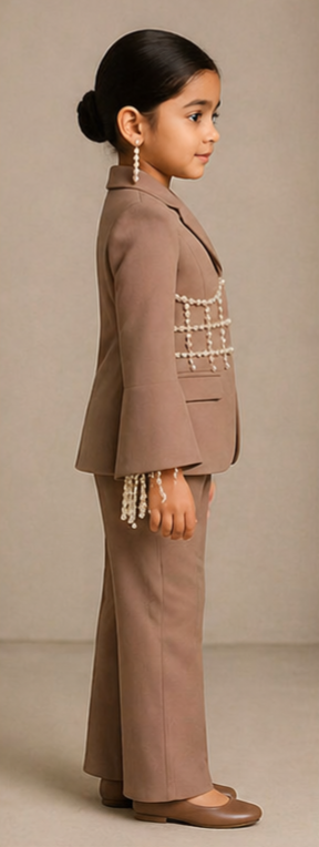 Pre Order: Pearl Luxe Brown Suit Set