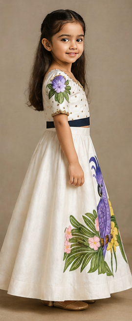 Pre Order: Violet Parrot Garden Lehenga Set