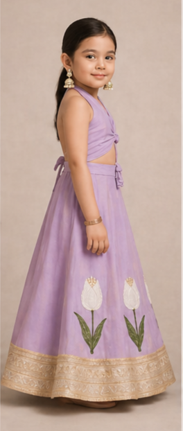 Pre Order: Lavender Tulip Blossom Lehenga Set