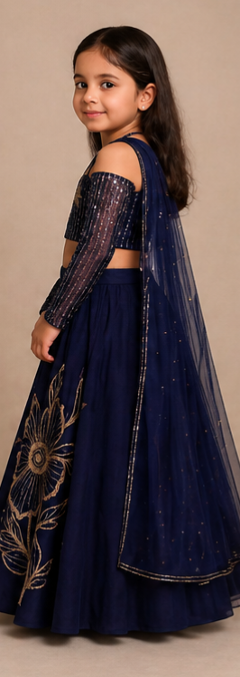 Pre Order: Midnight Bloom Lehenga Set
