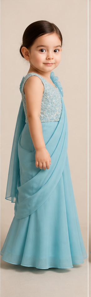Pre Order: Aqua Blossom Saree