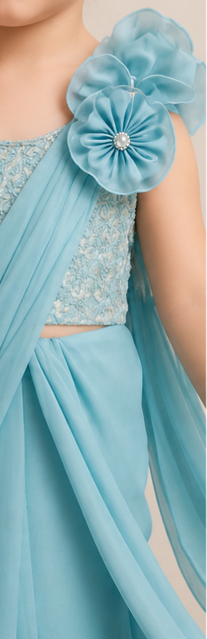 Pre Order: Aqua Blossom Saree