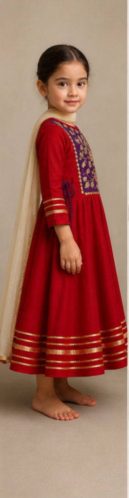 Pre Order: Side Knot Detailed Shiny Flared Anarkali