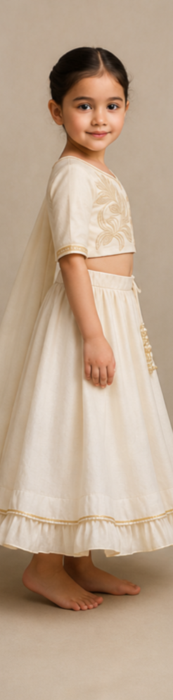 Pre Order: Beautiful Hand-Embroidered Top And Scalloped Lehenga With Dupatta