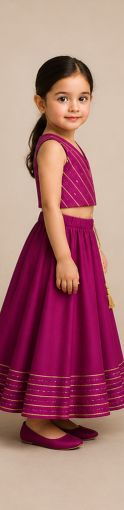 Pre Order: Lace-Detailed V-Neck Charming Top And Flared Lehenga