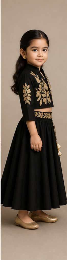 Pre Order: Elegant Zari Floral Embroidered Jacket-Style Top And Lehenga