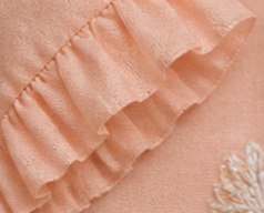 Pre Order: Frill-Enhanced Neckline Embroidered Top With Lehenga And Net Dupatta