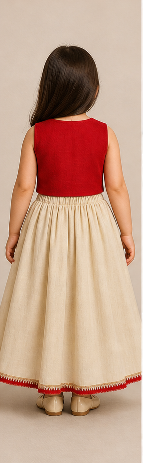 Pre Order: Mirror Work Pleated Top And Shimmery Lehenga