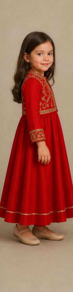 Pre Order: Embroidered Neckline Kurti With Potli Button Detail Jacket
