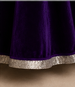 Pre Order: Deep Purple Velvet Anarkali Set