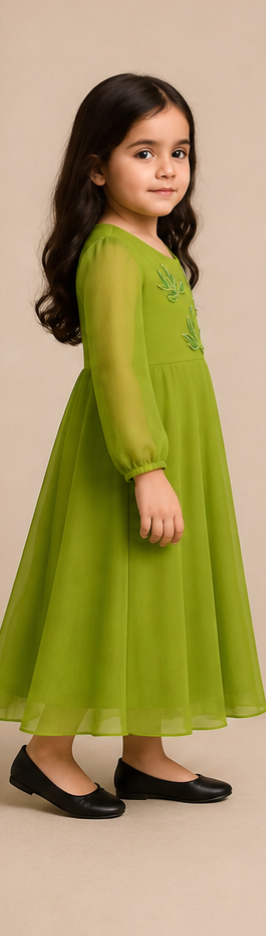 Pre Order: Aiza Olive Georgette Anarkali Set