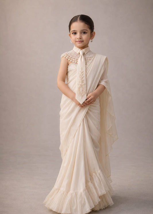 Pre Order: Royal Pearl Draped Saree