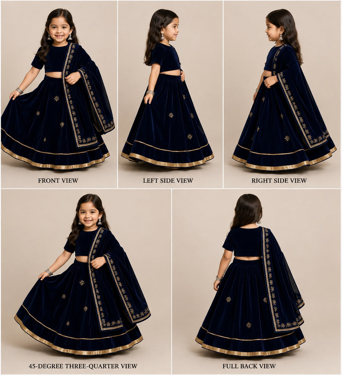 Pre Order: Royal Blue Velvet Embroidered Lehenga Set