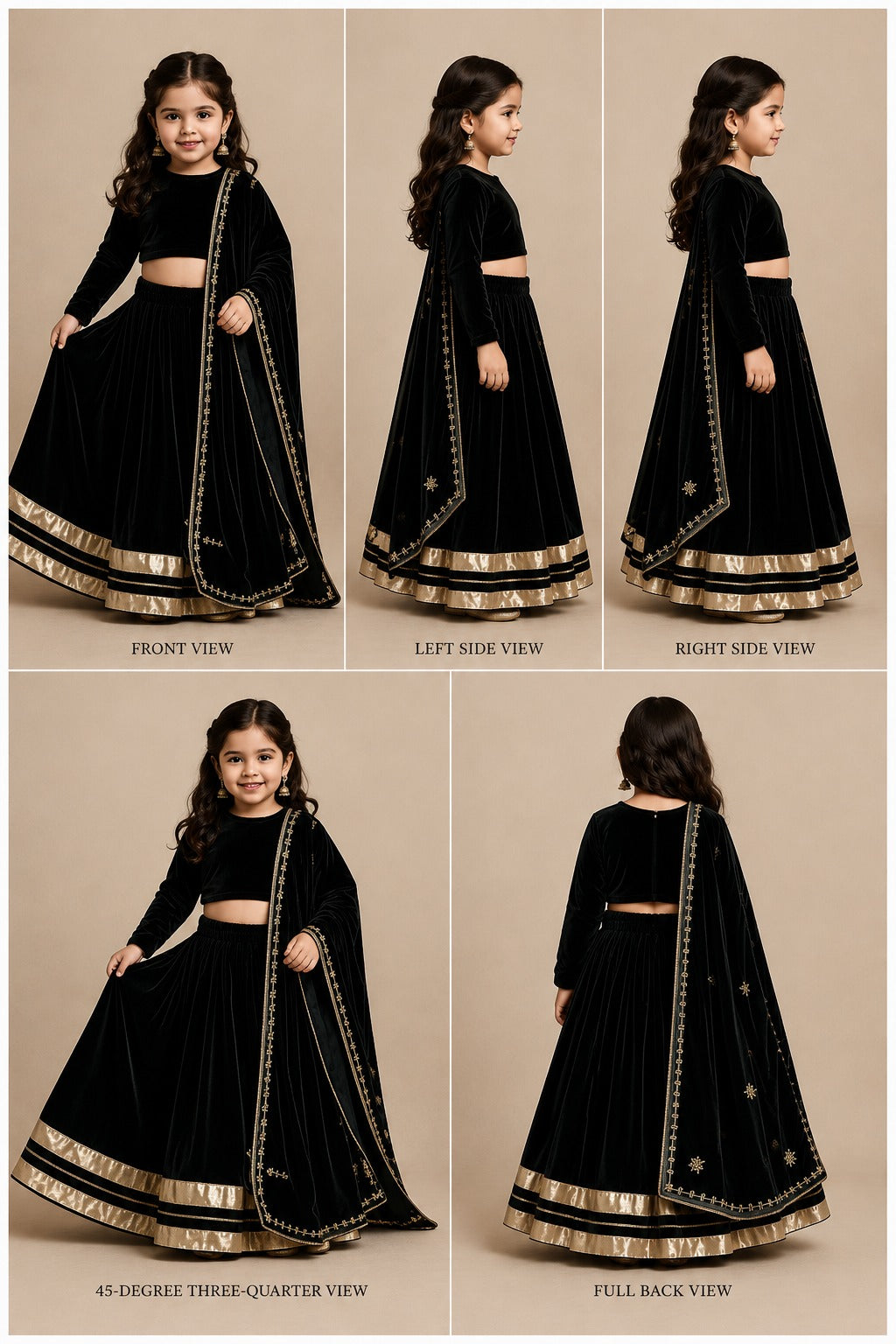 Pre Order: Bottle Green Velvet Embroidered Lehenga Set