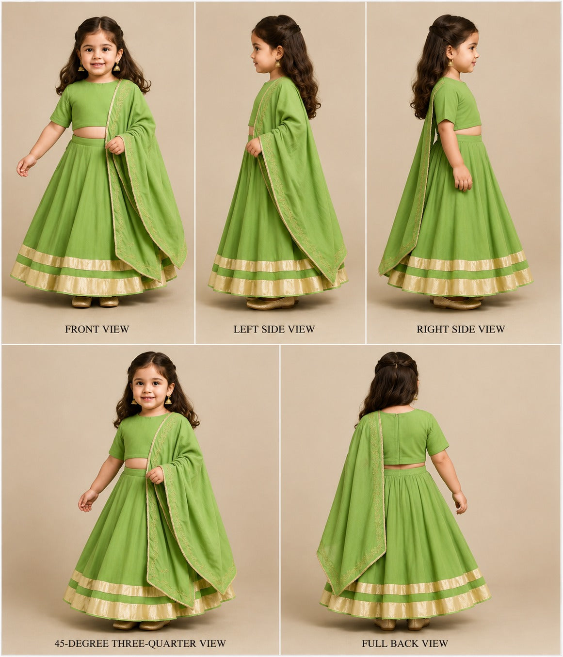Pre Order: Green Velvet Embroidered Lehenga Set