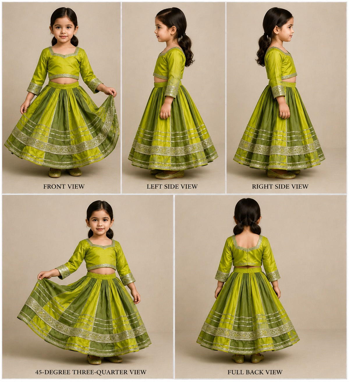 Pre Order: Green Gota Detailed Lehenga Set