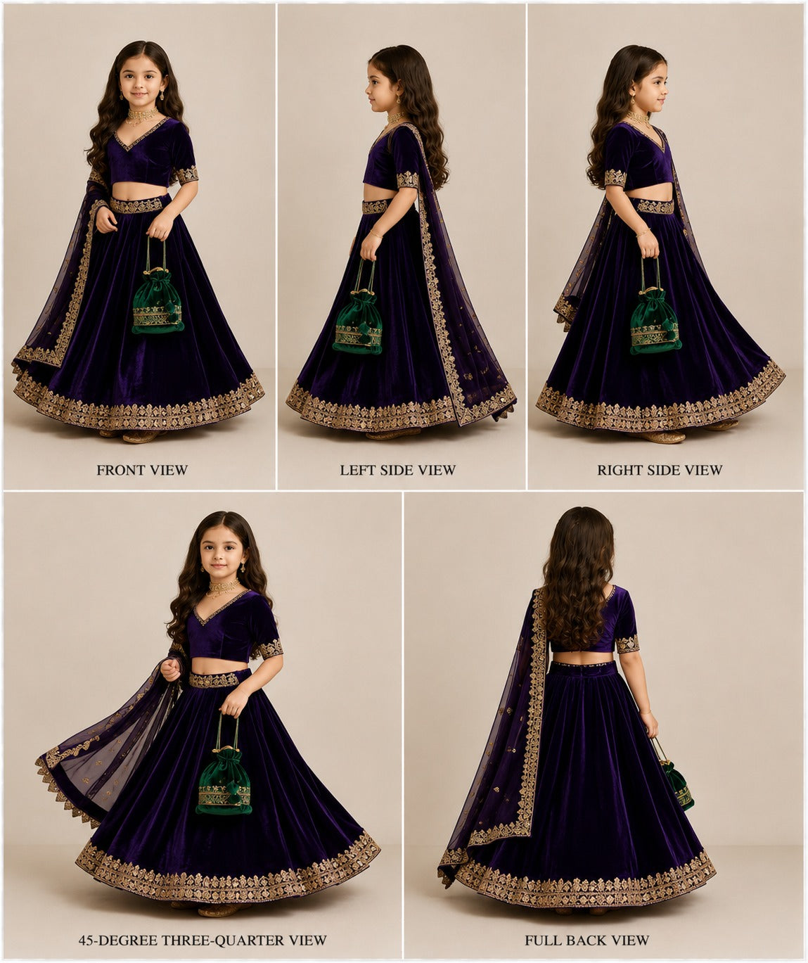 Pre Order: Purple Velvet Lehenga Set