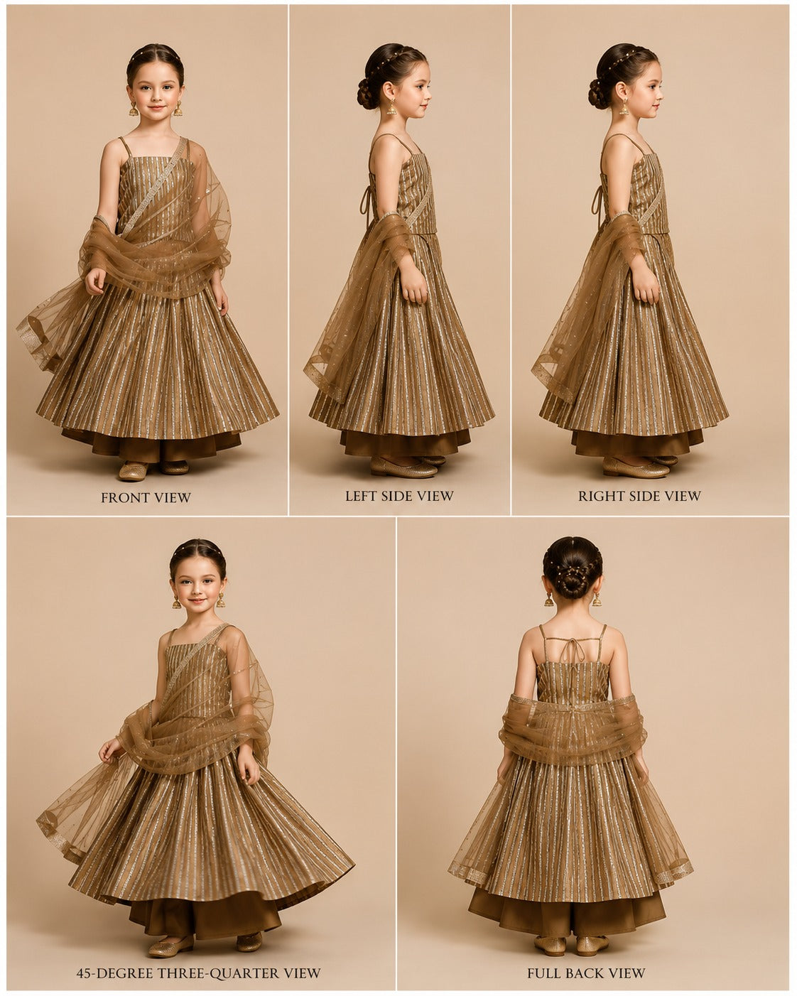 Pre Order: Golden Top And  Lehenga Set