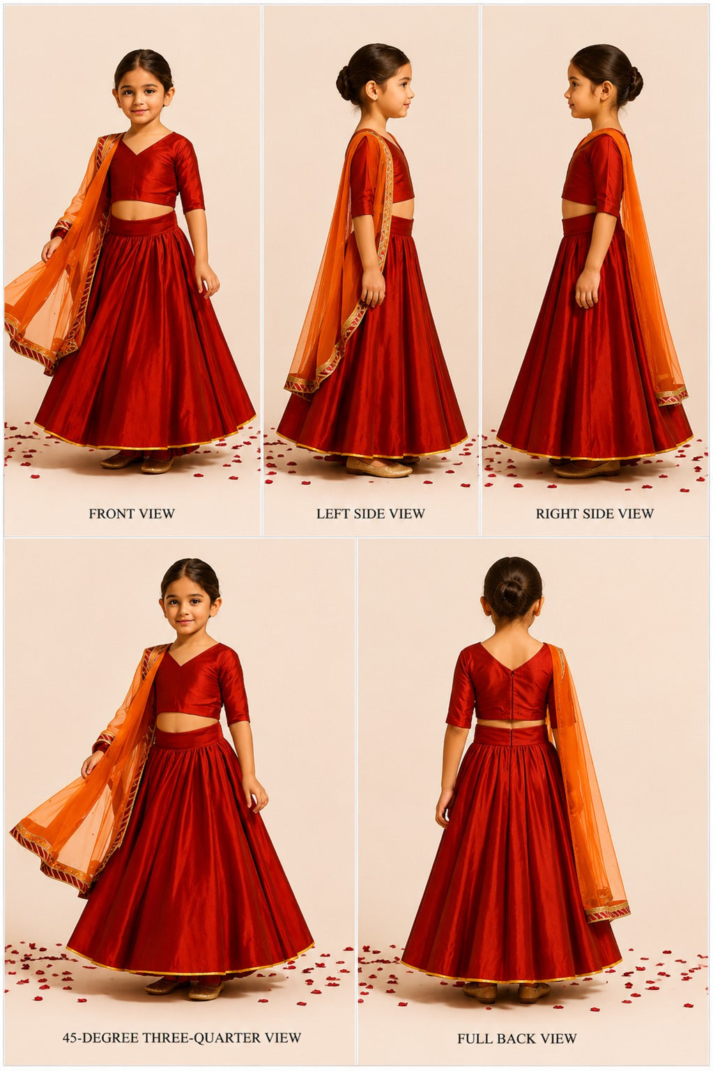 Pre Order: Red And Orange  Lehenga Set