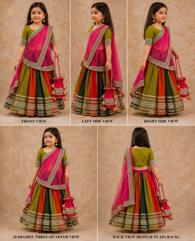 Pre Order:Multicolour Gota Detailing Lehenga Set