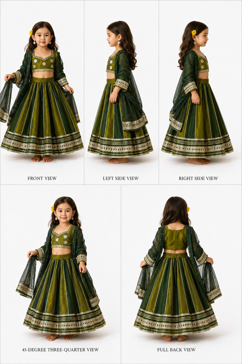 Pre Order: Green Gota Detailed Lehenga Set