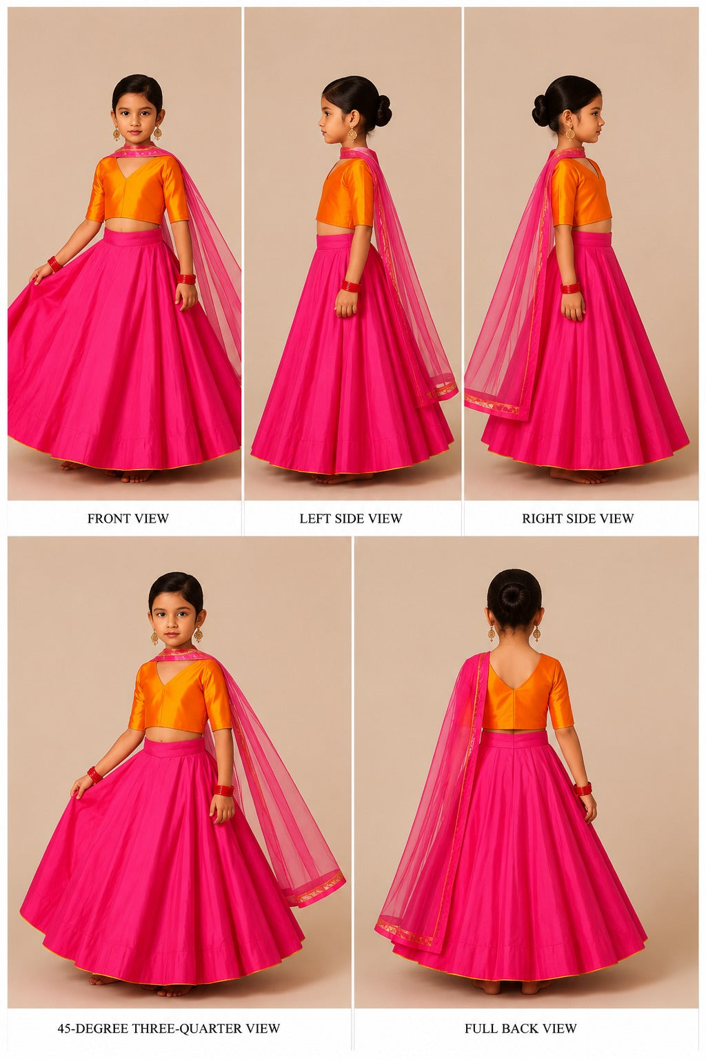 Pre Order: Pink And Orange Pink Lehenga Set