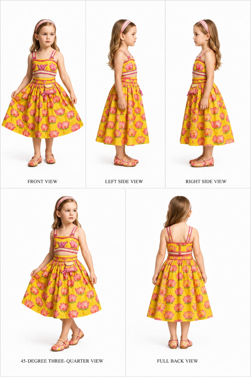 Pre Order: Floral Printed Strappy Crop Top With Lehenga