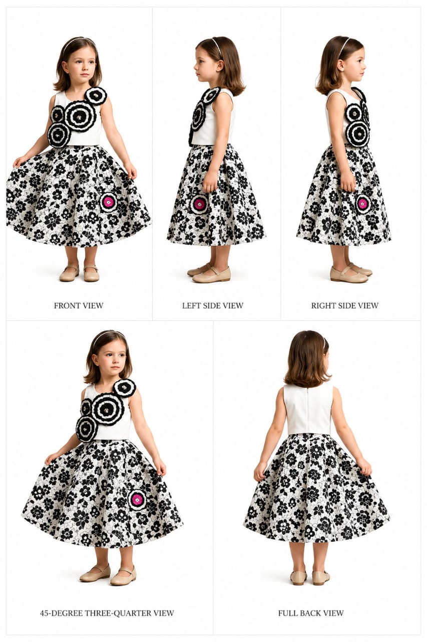 Pre Order: Flowers Embellished Top With Printed Lehenga