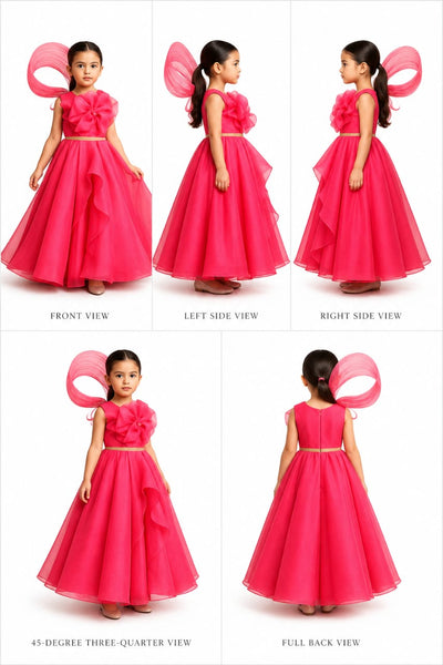 Pre Order: Flower Adorned Stylish Top And Asymmetrical Ruffle Lehenga