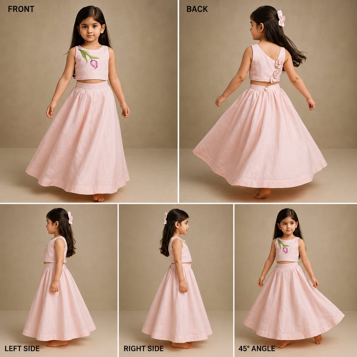 Pre Order: Hand Painted Top With Pleated Lehenga