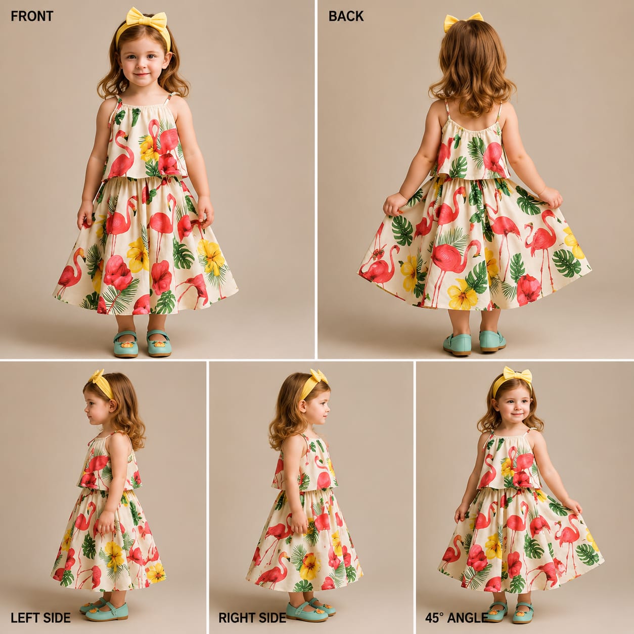 Pre Order: Flamingo Printed Top And Lehenga