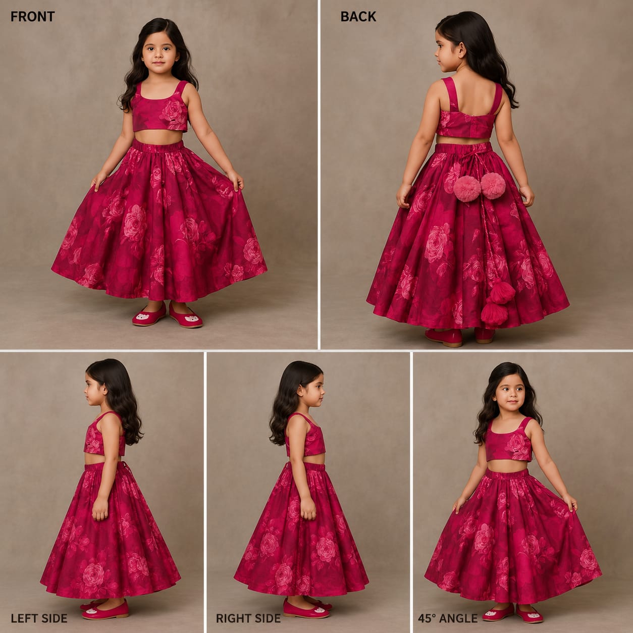 Pre Order: Vibrant Floral Printed  Stylish Crop Top And Lehenga