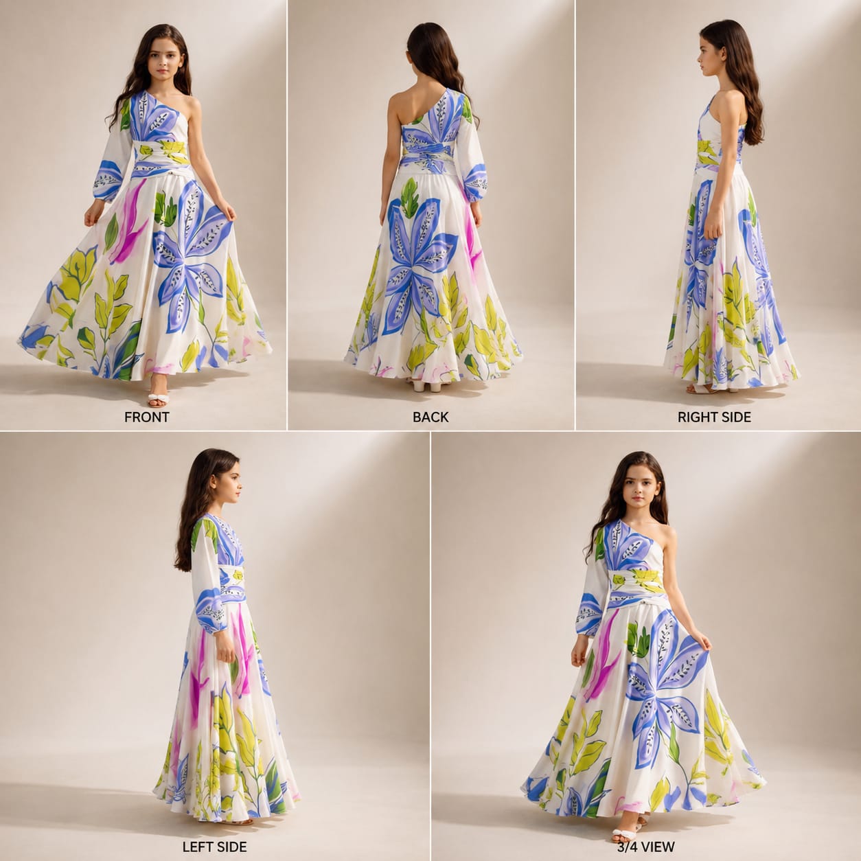 Pre Order: Azure Bloom One-shoulder Gown
