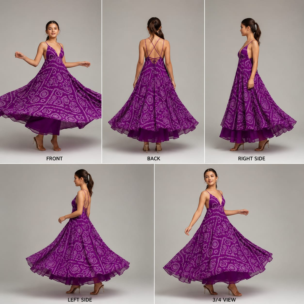 Pre Order: Purple Bandhani Georgette Gown