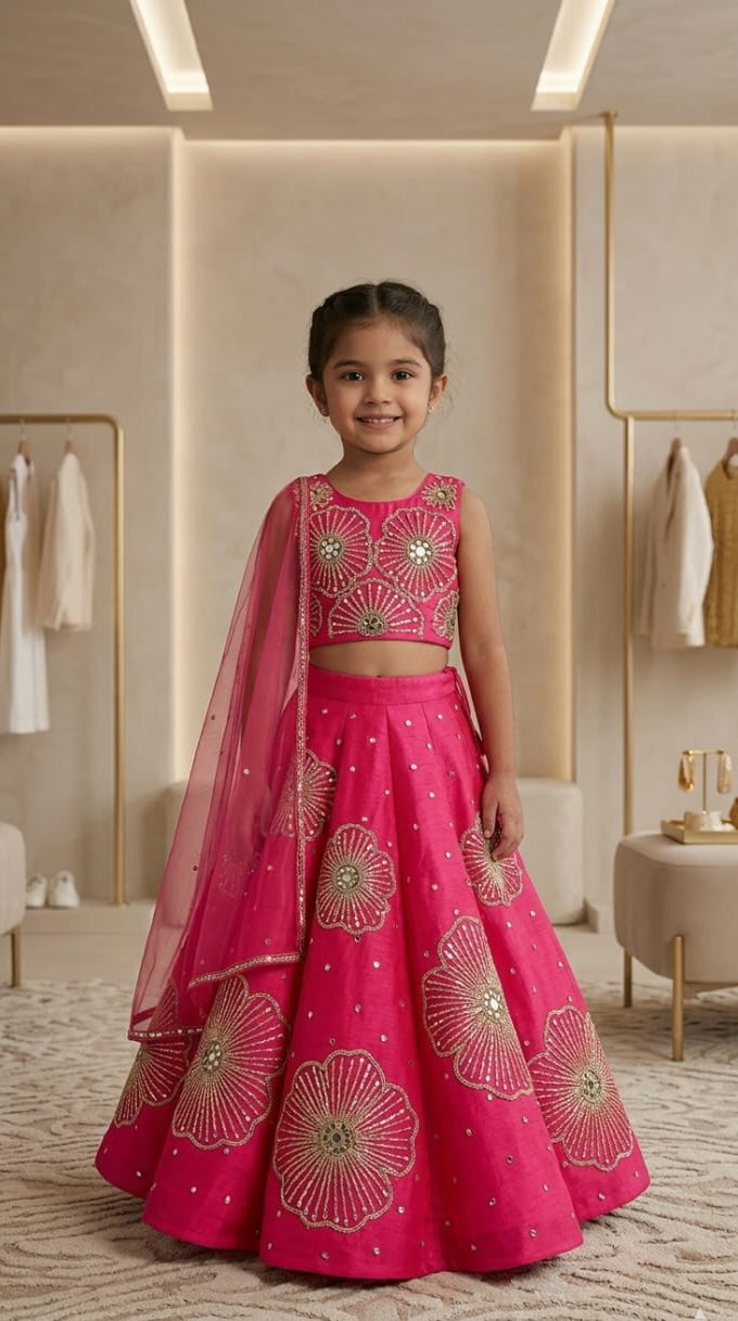 Pre Order: Fuchsia Blossom Lehenga