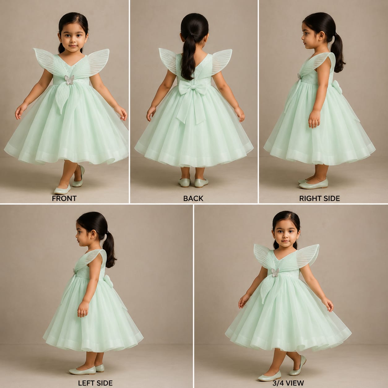 Pre Order: Green Butterfly Embroidered Embellishment Gown