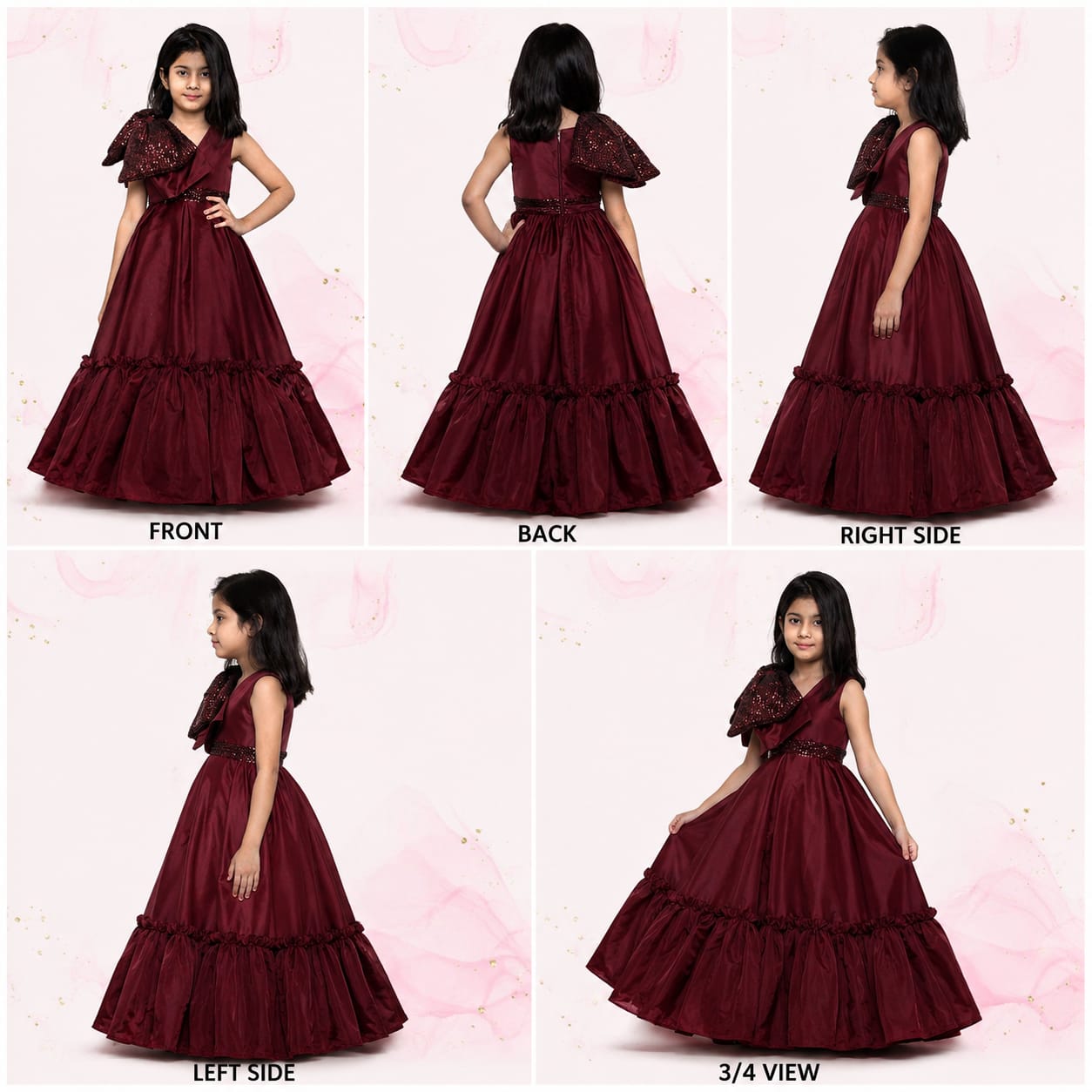 Pre Order: Big Maroon Sequence Bow Dress