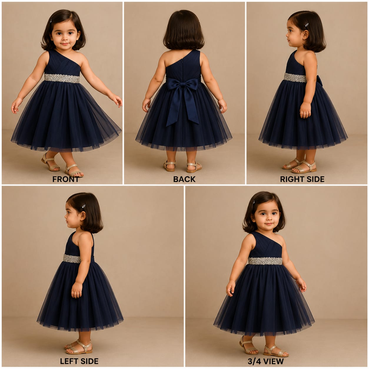 Pre Order: Stunning Pearls And White Stones Embellished Navy Blue Gown