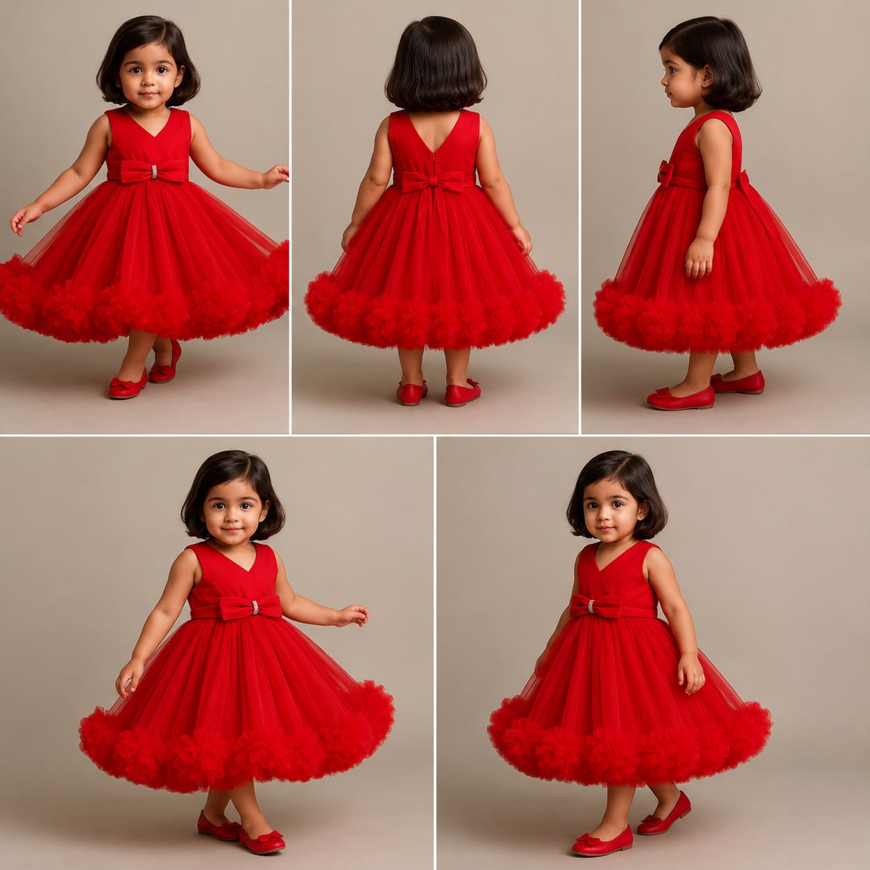 Pintuck Detailing Red Gown
