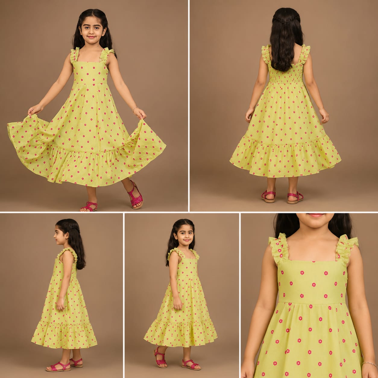 Pre Order: Green Bandhani  Dress