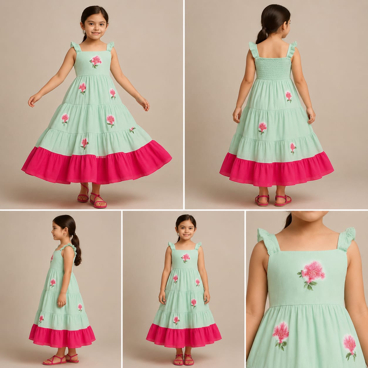 Pre Order: Mint Cotton Tiered Dress