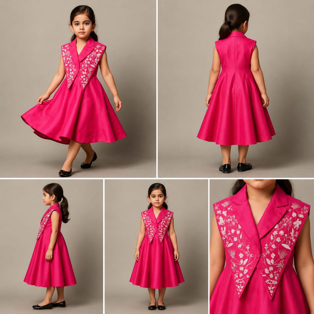 Pre Order: Hot Pink Dress With Embroidered Vest