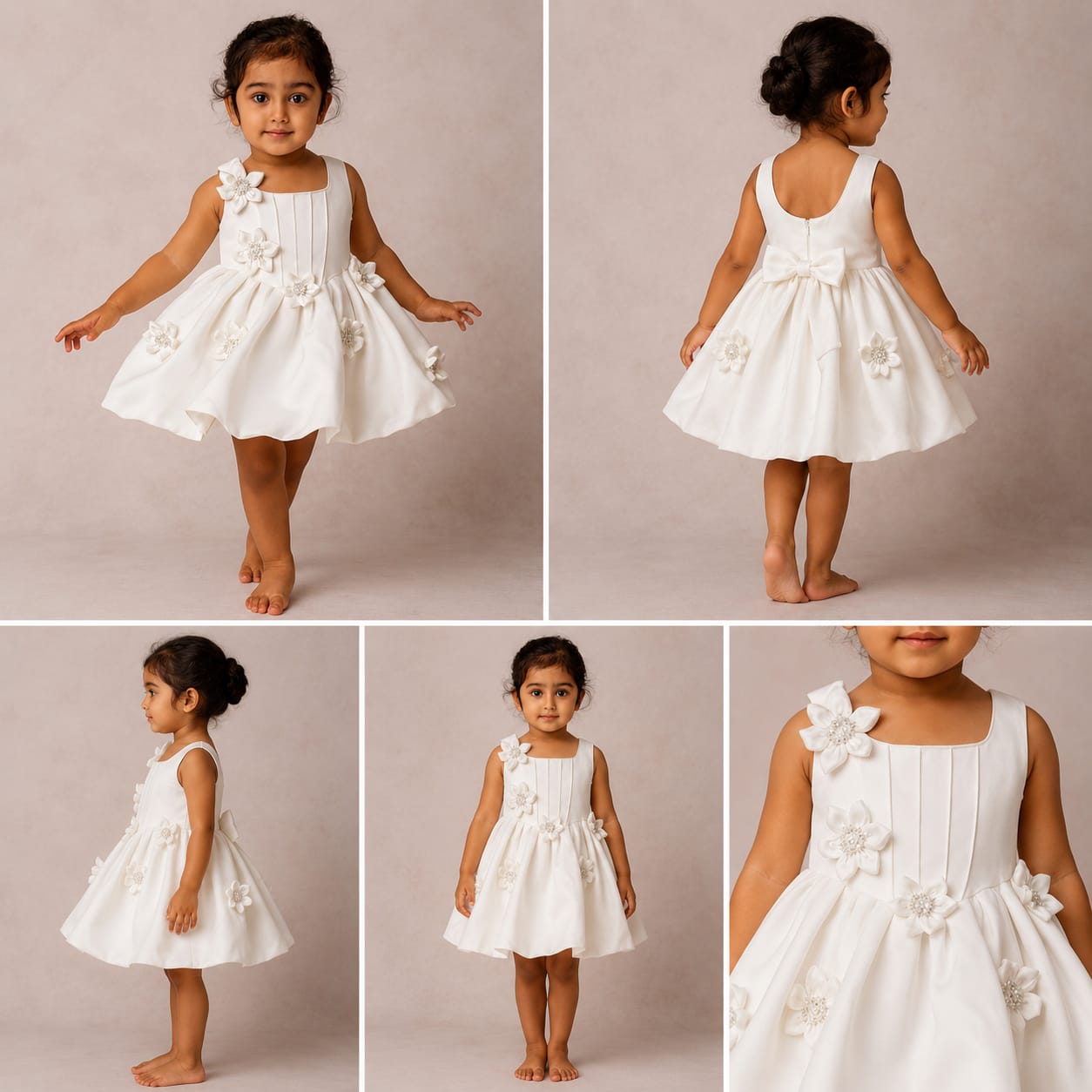 Pre Order: Beautiful 3D Flowers Adorned Sleeveless Embellished Dress