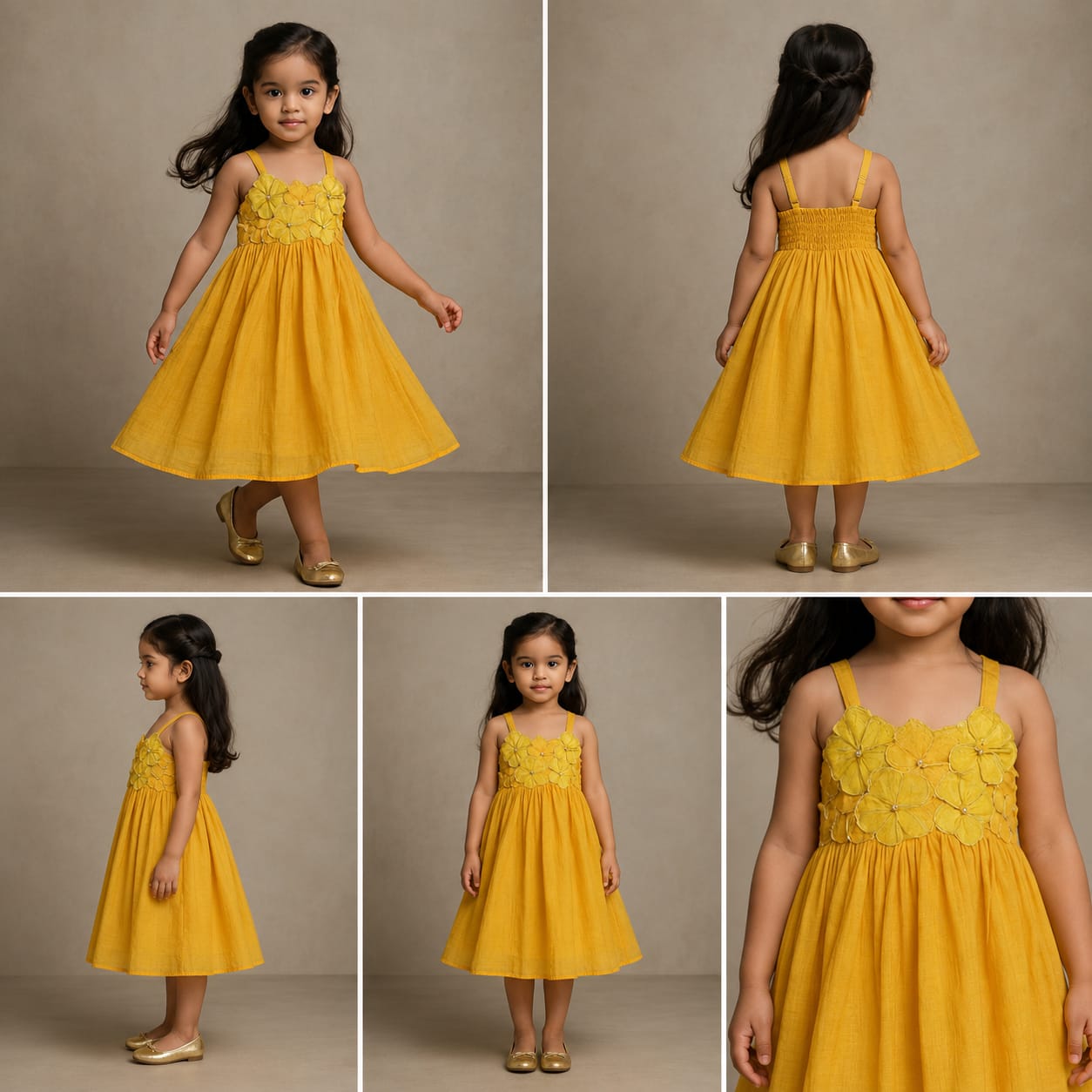 Pre Order: Strappy Dress With Fabric Flower Enhancements