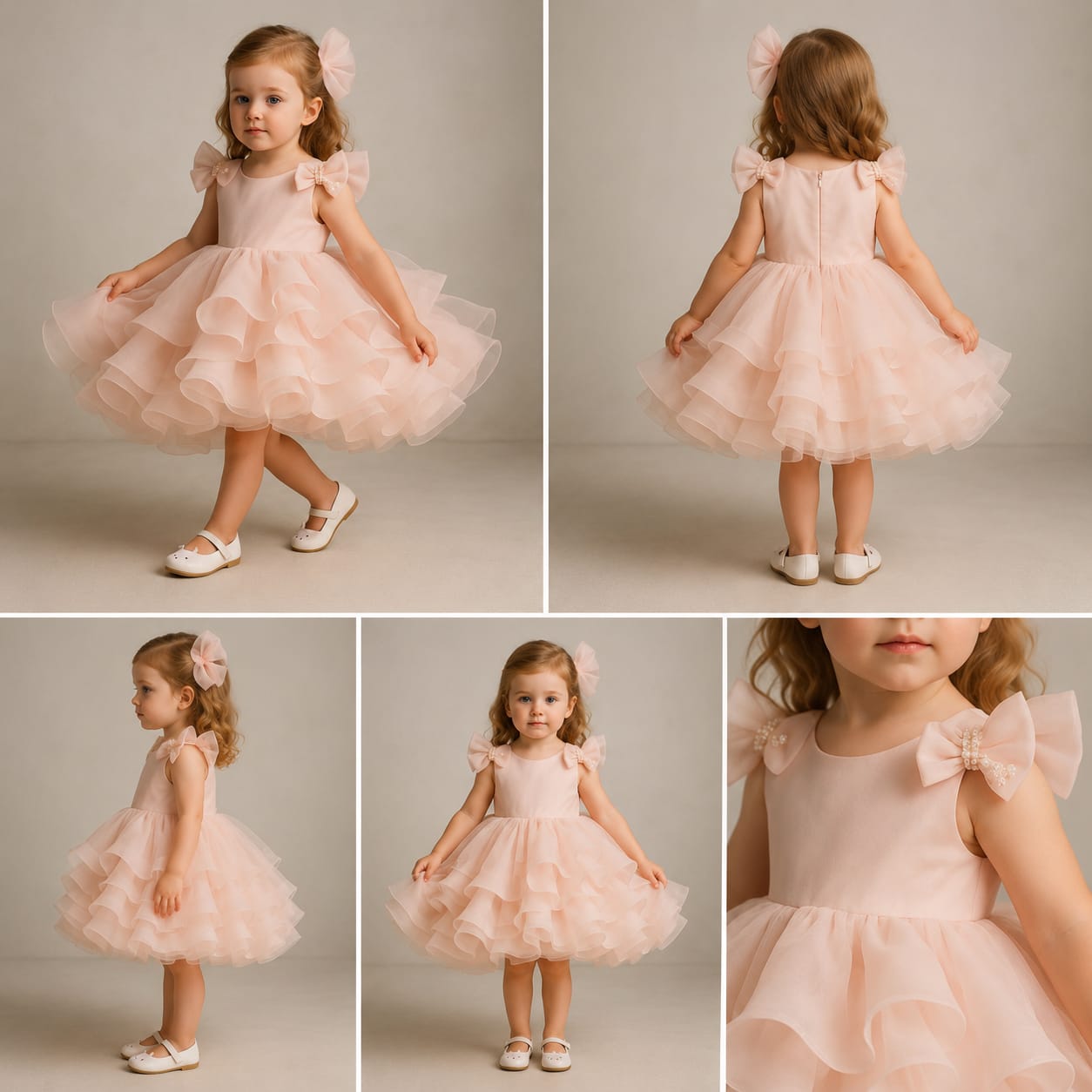 Pre Order: Peach Bow Orgenza Dress