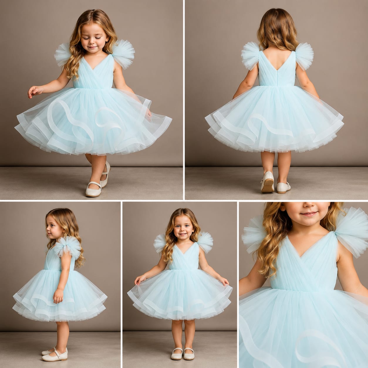 Pre Order:Ruffled Net Dress With Stylish Sleeves
